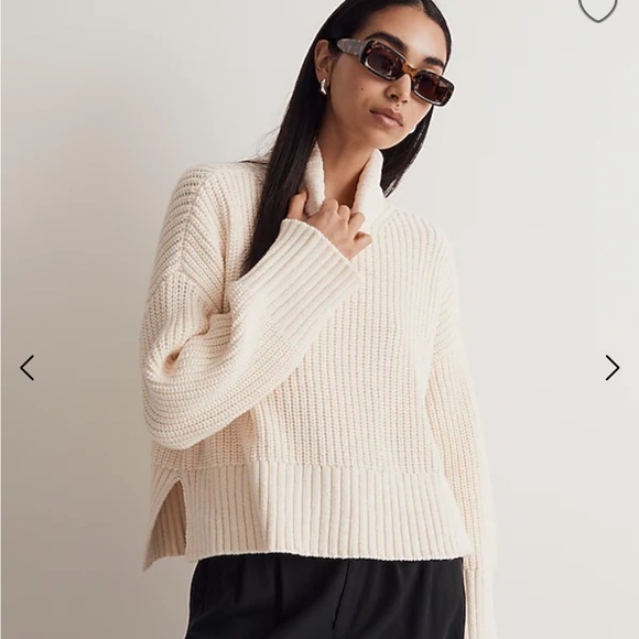 Madewell Sweaters - NEW WITH TAGS Madewell Antique Cream Wide Rib Turtleneck Sweater Large NO065